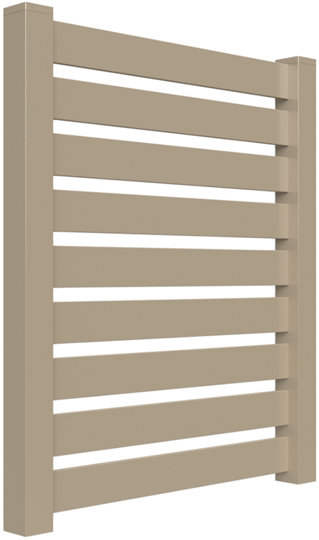 PalmSHIELD Louvers. Steel vertical louver screen system. architectural mechanical screening screen louvered semi private private solid staggered board on board shadow box alternating ametco barnett and bates industrial louvers rooftop louvers beta orsogrill omega chillers generators truck wells outside storage condensors rooftop equipment patios trash dumpsters transformers HVAC courtyards pool equipment fence aluminum galvanized steel degree of openness direct visibility standalone wall louvers 