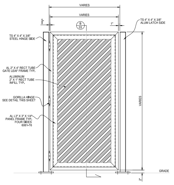 Diagonal Louver Single Swing Gate With Panic Hardware (no Alarm 