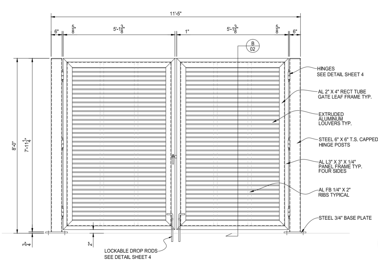 Louver - Single Dumpster Enclosure - Front Elevation View - PalmSHIELD