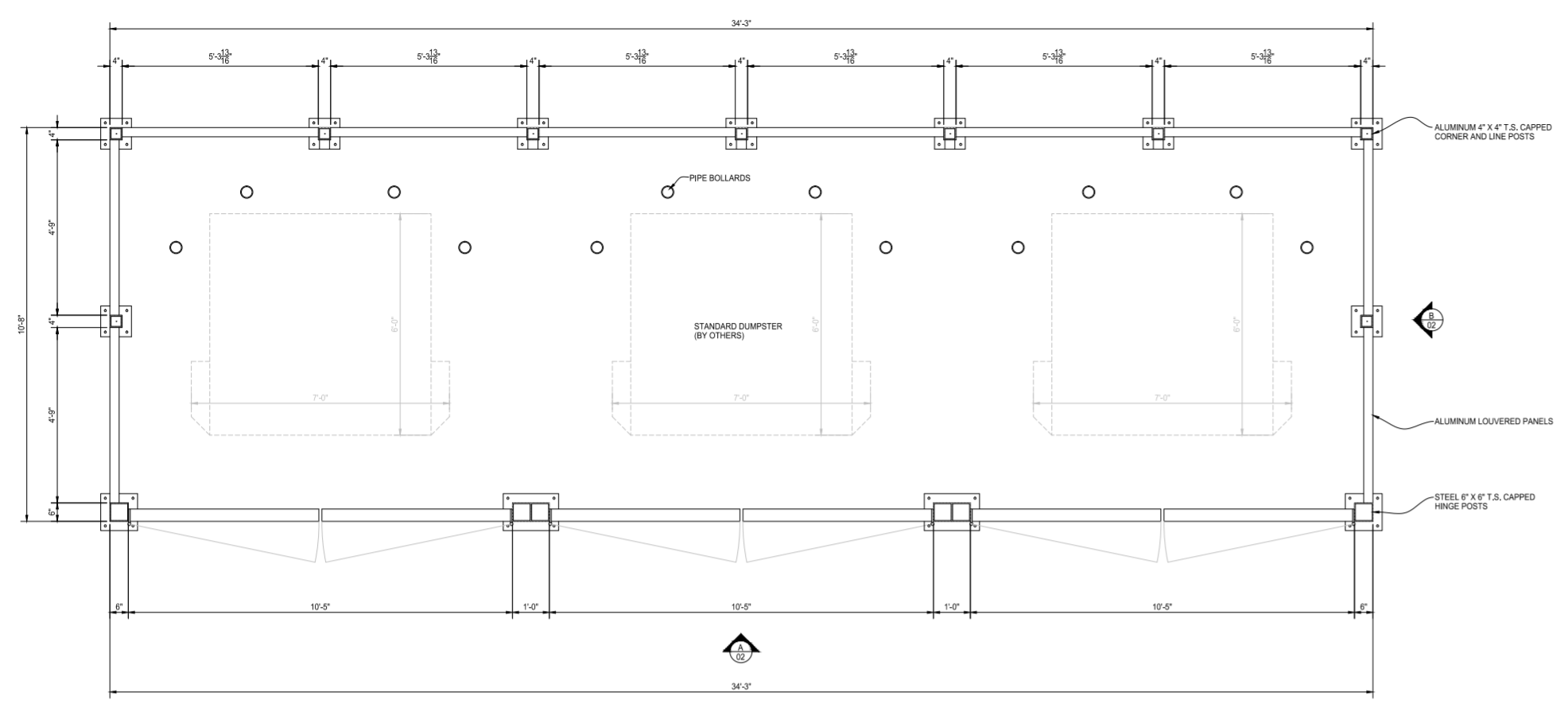 Louver - Triple Dumpster Enclosure - Plan View - PalmSHIELD