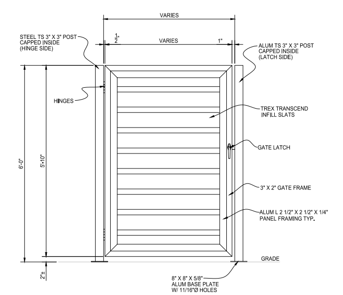 Single Swing Gate and Post - (Tiberius Composite Semi-Private) - PalmSHIELD