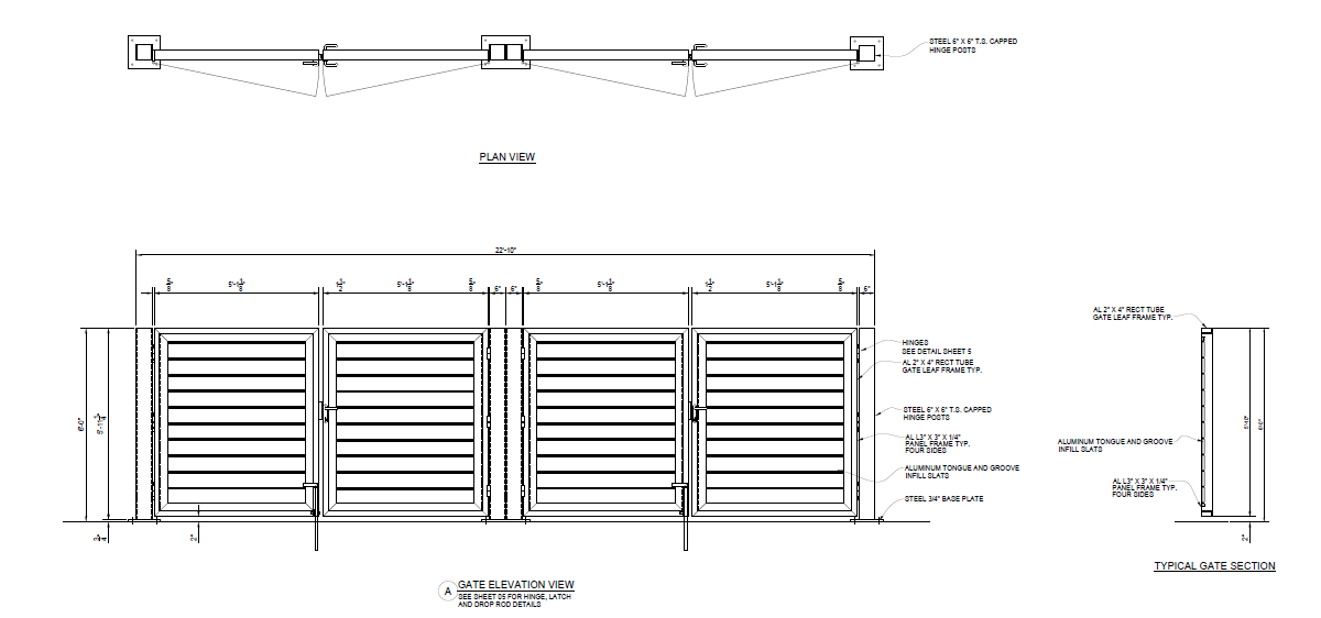 Double Dumpster Enclosure - Front Elevation View - PalmSHIELD