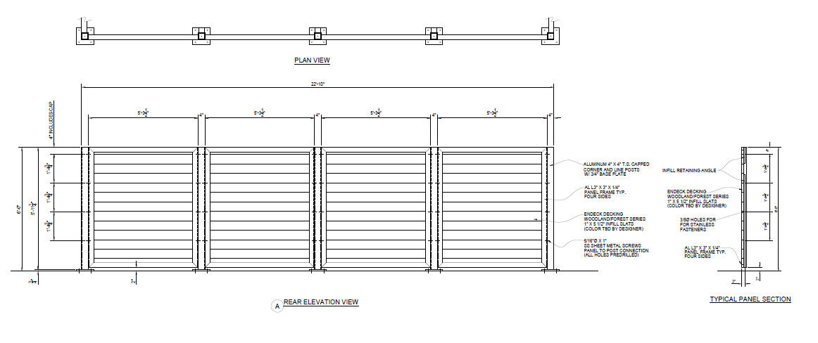 Double Dumpster Enclosure - Rear Elevation View - PalmSHIELD