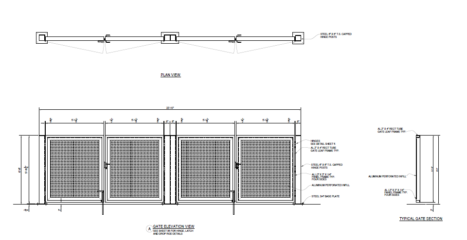 Double Dumpster Enclosure (Aluminum Perforated) - Front Elevation View ...