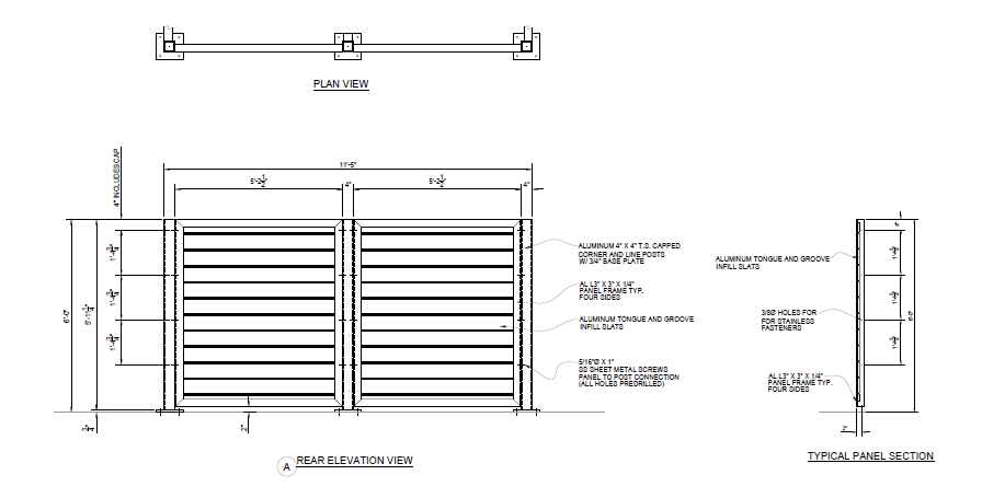 Single Dumpster Enclosure - Rear Elevation View - PalmSHIELD