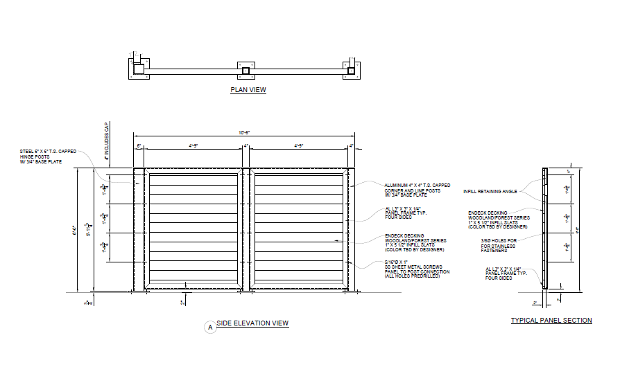 Single Dumpster Enclosure - Side Elevation View - PalmSHIELD