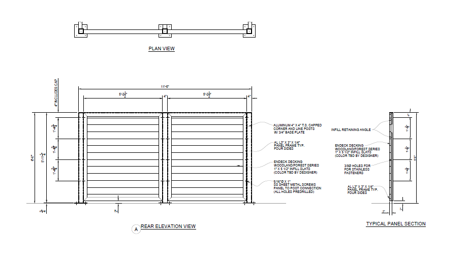 Single Dumpster Enclosure - Rear Elevation View - PalmSHIELD