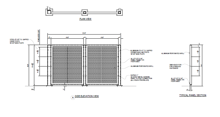 Single Dumpster Enclosure - Side Elevation View - PalmSHIELD