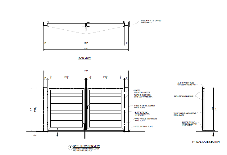 Single Dumpster Enclosure (Solid Vinyl) - Front Elevation View - PalmSHIELD