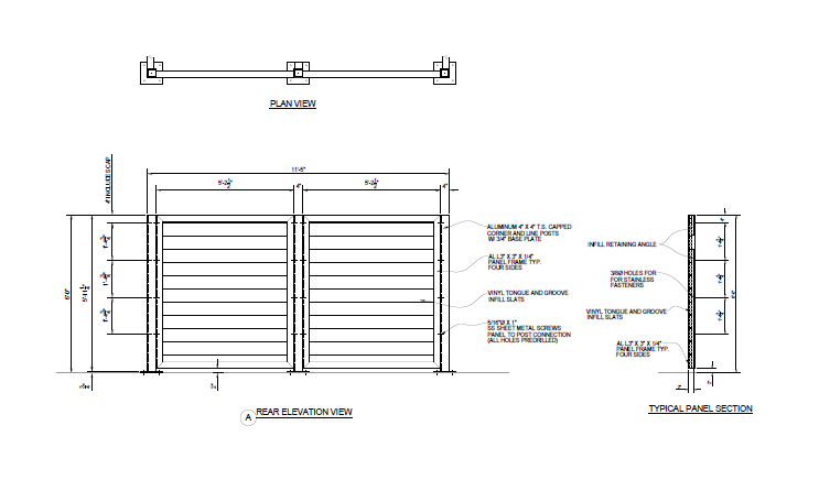 Single Dumpster Enclosure - Rear Elevation View - PalmSHIELD