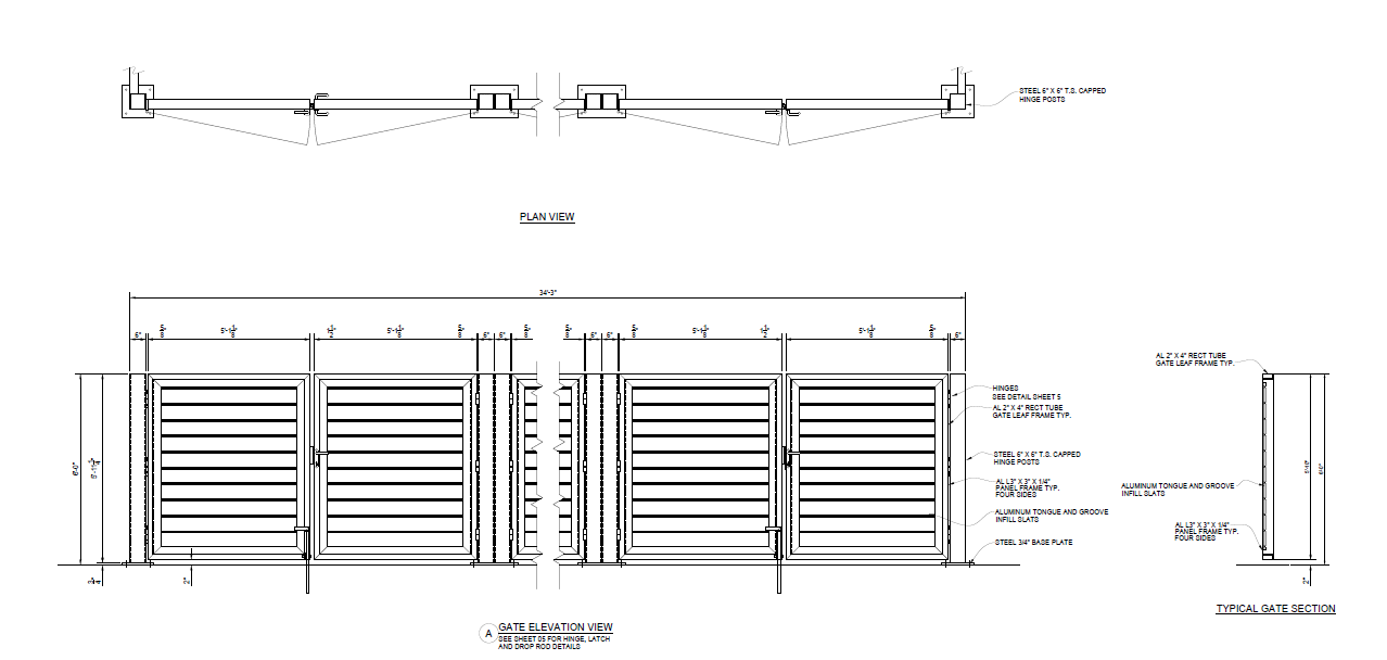 Triple Dumpster Enclosure - Front Elevation View - PalmSHIELD