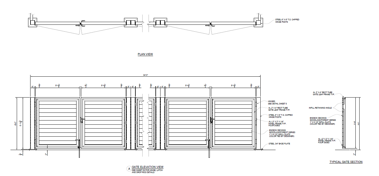 Triple Dumpster Enclosure - Front Elevation View - PalmSHIELD