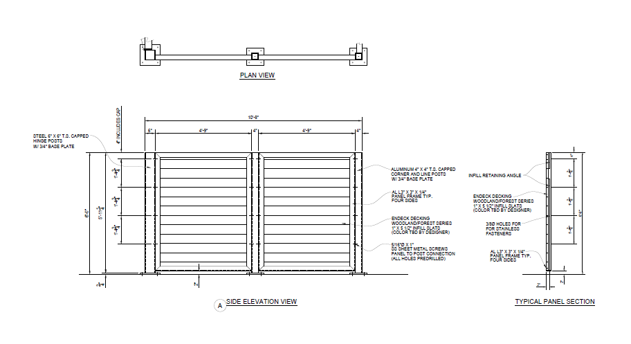 Triple Dumpster Enclosure - Rear Elevation View - PalmSHIELD