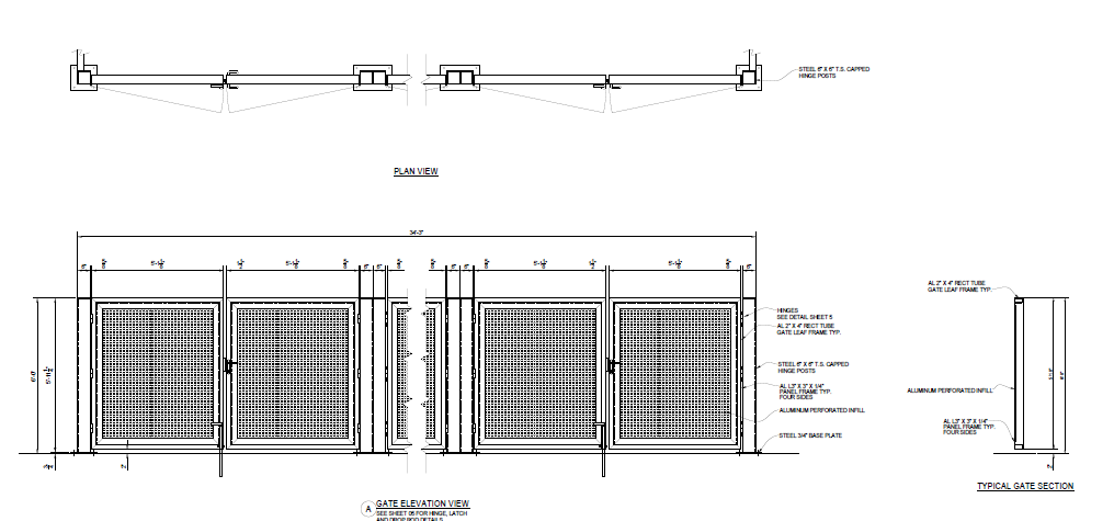 Triple Dumpster Enclosure - Front Elevation View - PalmSHIELD