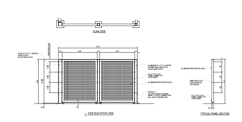 Triple Dumpster Enclosure - Side Elevation View - PalmSHIELD