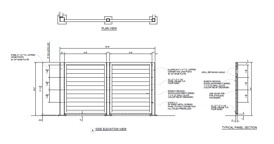 Walk In Dumpster Enclosure (Solid Composite) - Panel Side Elevation ...