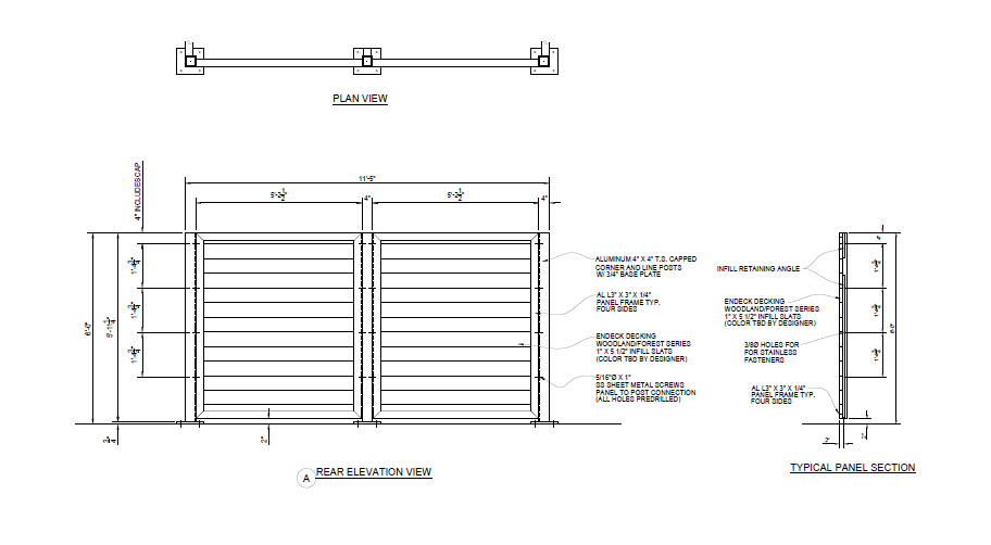 Walk In Dumpster Enclosure (Solid Composite) - Rear Elevation View ...