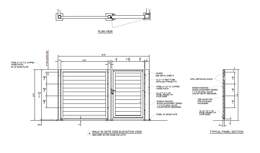 Walk In Dumpster Enclosure (Solid Composite) - Gate Side Elevation View ...