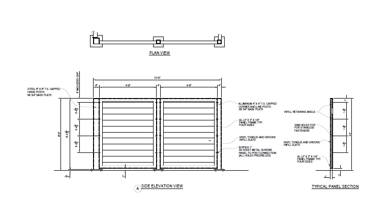 Walk In Dumpster Enclosure - Panel Side Elevation View - PalmSHIELD