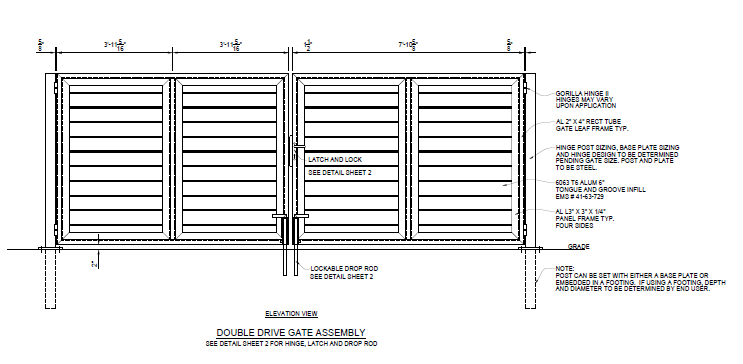 16′ Wide Industrial Double Swing Gate - PalmSHIELD