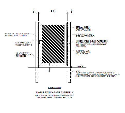 4′ Wide Industrial Single Swing Gate (Diagonal Louvers) - PalmSHIELD