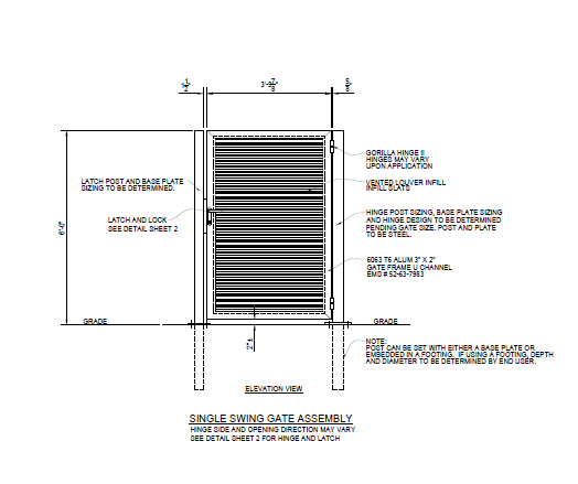 4' Wide Commercial Single Swing Gate - PalmSHIELD