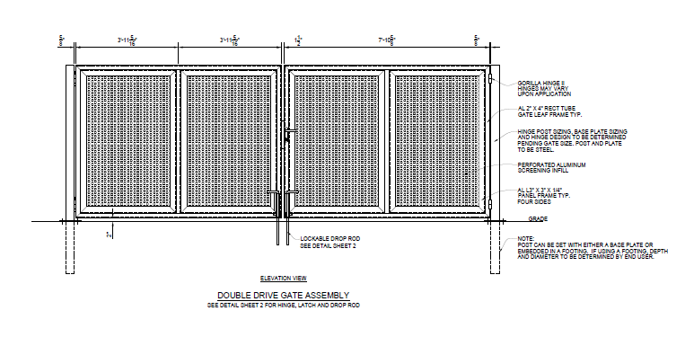 16′ Wide Industrial Double Swing Gate (Perforated Aluminum) - PalmSHIELD