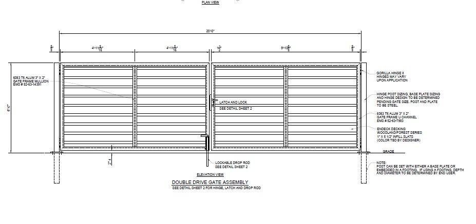 20′ Wide Commercial Double Swing Gate - PalmSHIELD