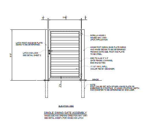 4′ Wide Commercial Single Swing Gate - PalmSHIELD