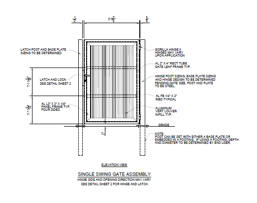 4′ Wide Industrial Single Swing Gate - PalmSHIELD