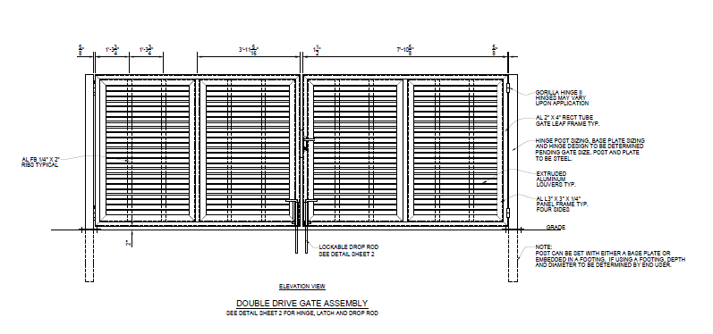 16′ Wide Louvered Double Swing Gate - PalmSHIELD