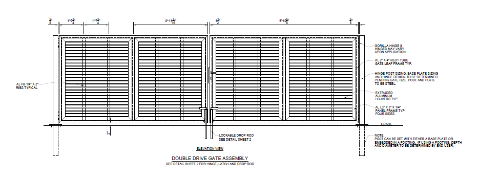 20′ Wide Double Swing Gate - (Horizontal Louver) - PalmSHIELD