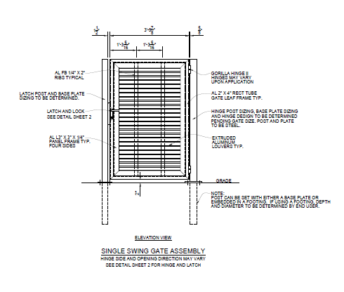 4′ Wide Single Swing Gate - (Horizontal Louver) - PalmSHIELD