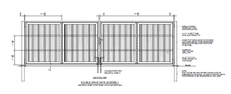20′ Wide Louvered Double Swing Gate - PalmSHIELD