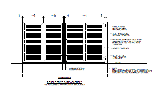 12' Wide Double Swing Gate - (Mini Horizontal Louver) - PalmSHIELD