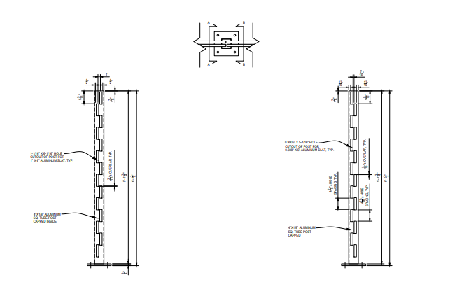 Aluminum Infill Aluminum Post - Post Elevation - PalmSHIELD