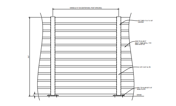 Aluminum Infill Aluminum Post - Panel Elevation - PalmSHIELD