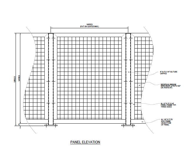 Espalier Single Mesh Panel Elevation - PalmSHIELD