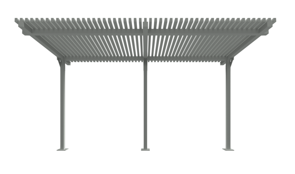 3D drawing of a low central view of an Aten sun shade structure.