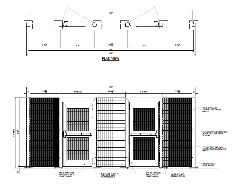 Back Elevation View (Bar Grating) - PalmSHIELD