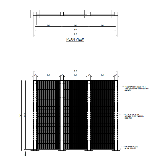 Panel Elevation View (Bar Grating) - PalmSHIELD