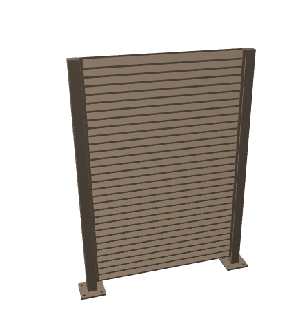 A high-angle BIM drawing of a brown powder coated architectural screen.