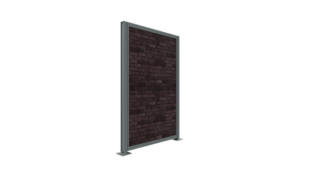 3D image of a sound-blocking acoustic panel with faux brick infill.