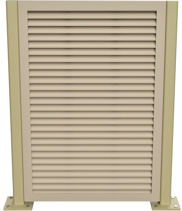 Product photograph of PalmSHIELD's Atlas Horizontal Louvered Equipment Screens.